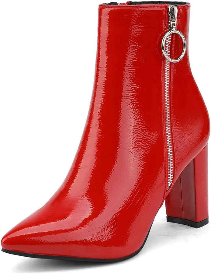 DREAM PAIRS Women's Chunky Heel Ankle Booties Pointed Toe Short Boots | Amazon (US)