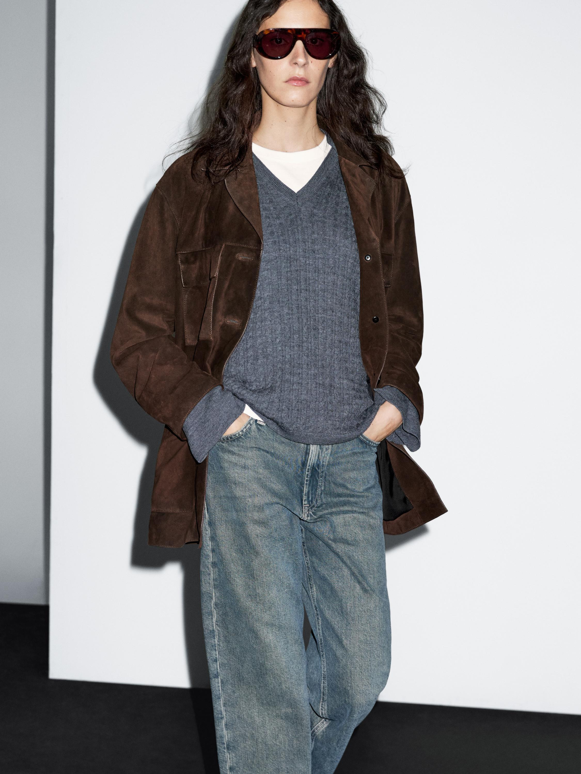 Wildlederjacke mit Taschen | Massimo Dutti DE