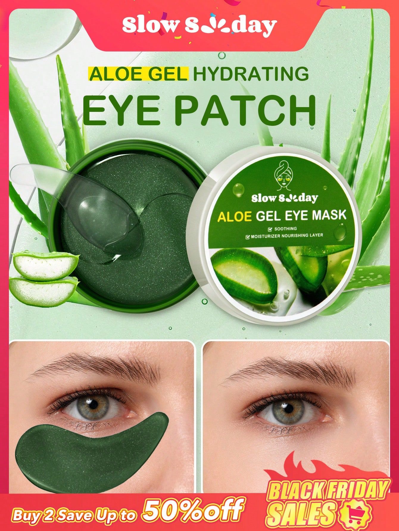 SlowSunday Under eye Aloe Gel Eye Mask 60 pcs,for dark circles and puffiness, dry  eyes , brighte... | SHEIN