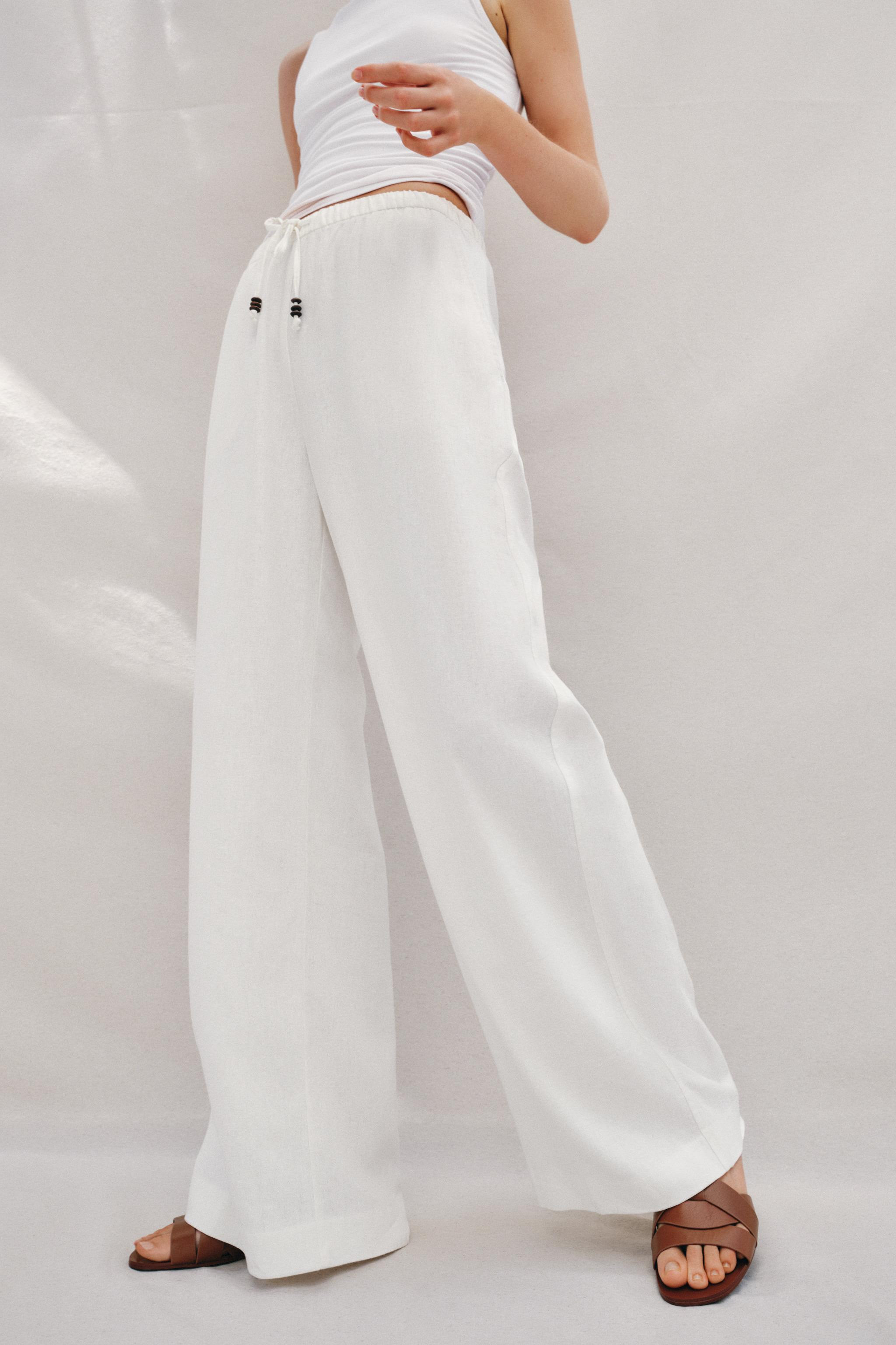 LINEN STRAIGHT LEG PANTS | Zara US