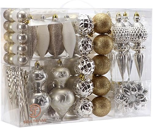 Sea Team 91-Pack Assorted Shatterproof Christmas Ball Ornaments Set Seasonal Decorative Hanging O... | Amazon (US)