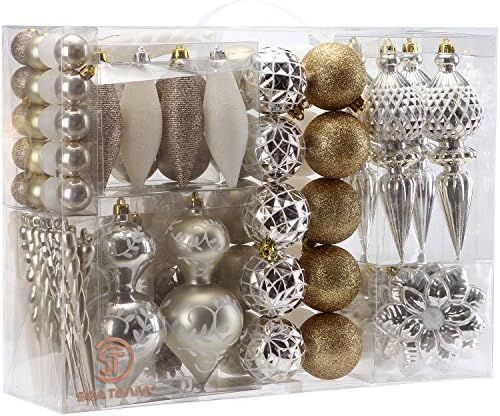 Sea Team 91-Pack Assorted Shatterproof Christmas Ball Ornaments Set Seasonal Decorative Hanging O... | Amazon (US)