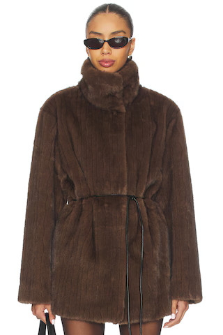 LPA Maria Faux Fur Coat in Chocolate Brown from Revolve.com | Revolve Clothing (Global)