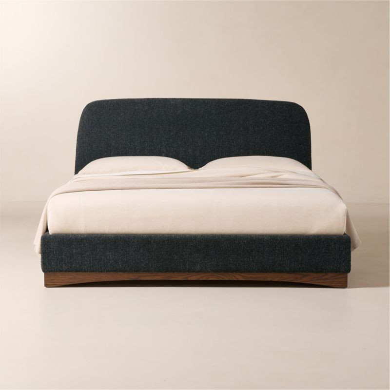 Auburn Charcoal Grey Boucle Upholstered King Bed | CB2