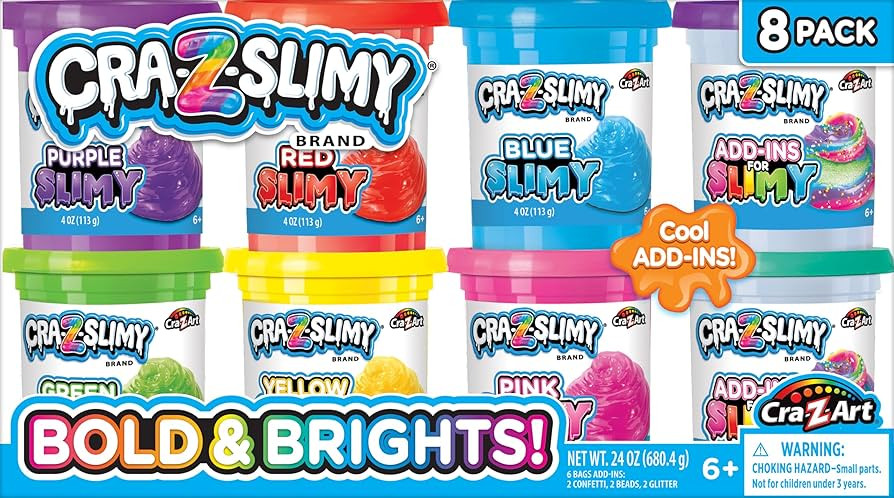 CRA-Z-Slimy Bold & Brite 8 Count, Stretchy & Colorful Premade Slime Collection, Ages 6 and Up | Amazon (US)