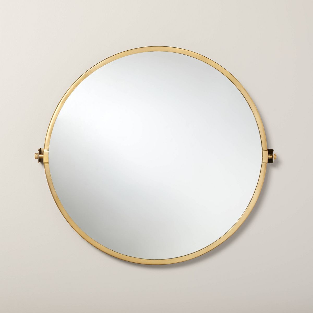 30" Round Bathroom Vanity Pivot Mirror Brass Finish - Hearth & Hand™ with Magnolia | Target