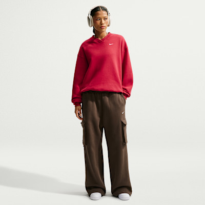 Nike Women's Studio Fleece Weight Oversized High-Rise Cargo Pants in Green | IO2298-303 | Nike (US)