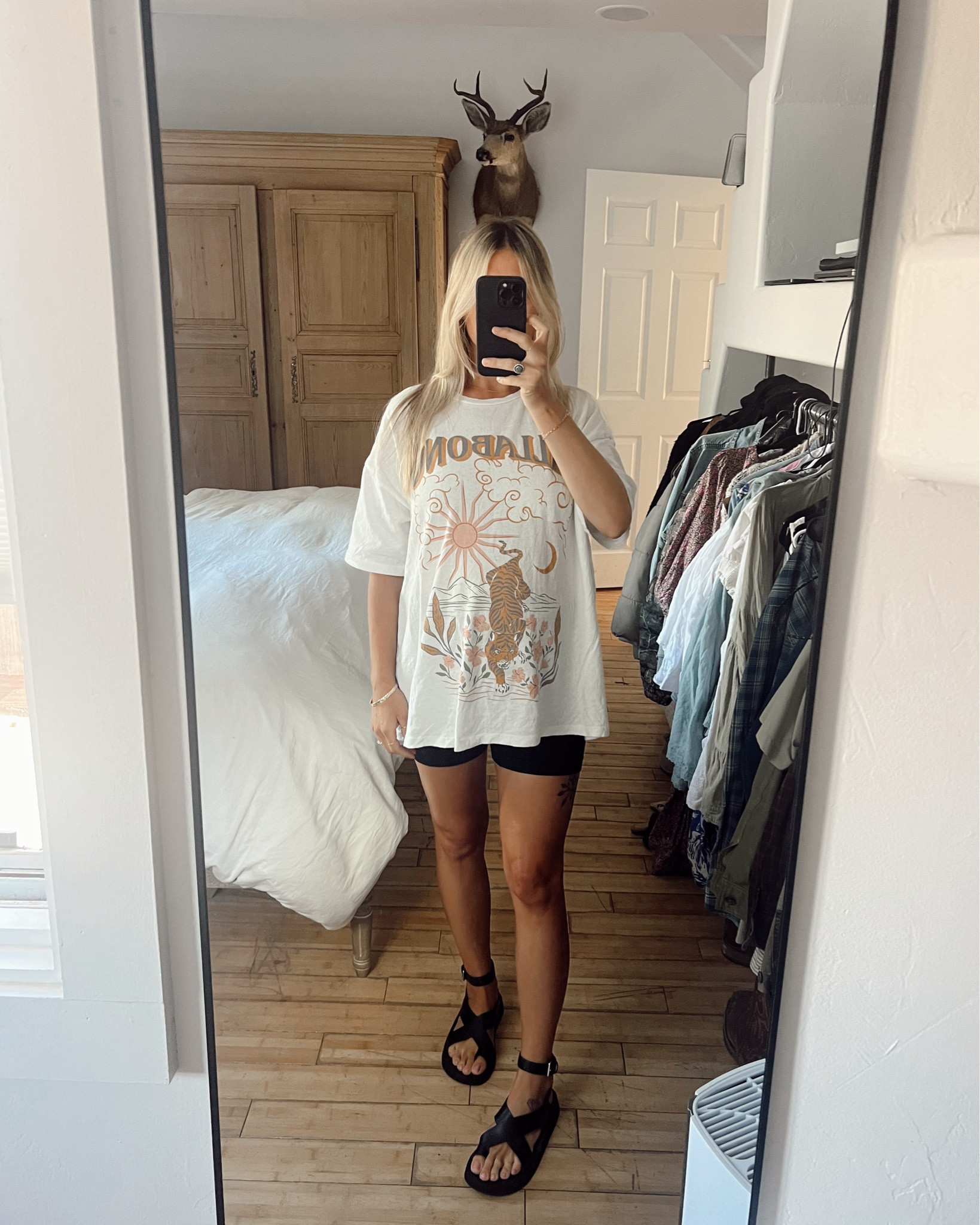 Wearing this outfit the rest of summer. Oversized tee with biker shorts and cute sandals. Perfect to wear with growing bump too!

Billabong tees are 25% off at nordstroms#LTKxNSale 

#LTKBump #LTKStyleTip #LTKFindsUnder50
