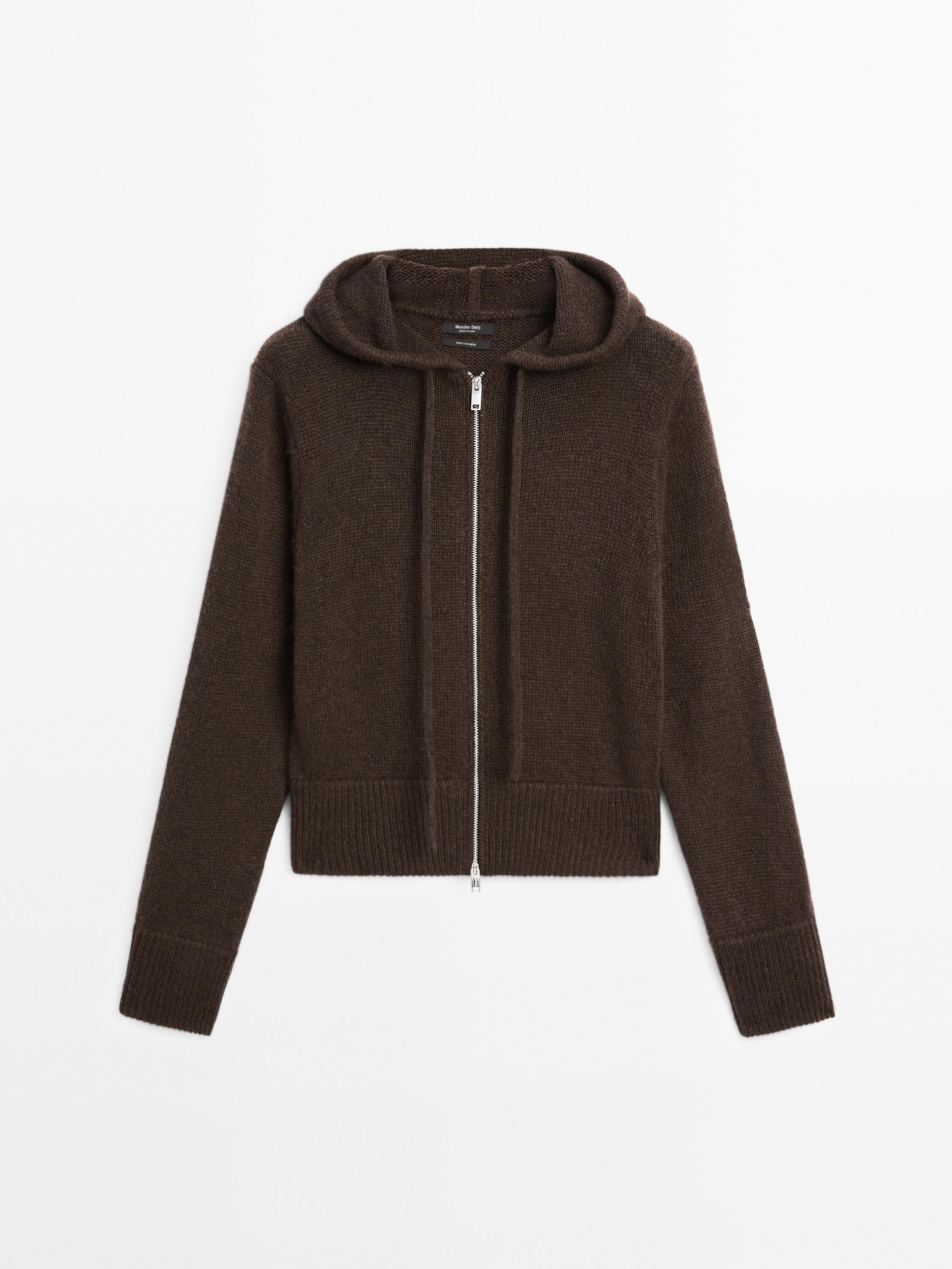 100% cashmere cardigan with hood | Massimo Dutti UK