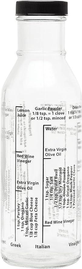 Kolder Salad Dressing Mixer Bottle for Light Recipes, Glass, 13-Ounce, Made in the USA, white | Amazon (US)