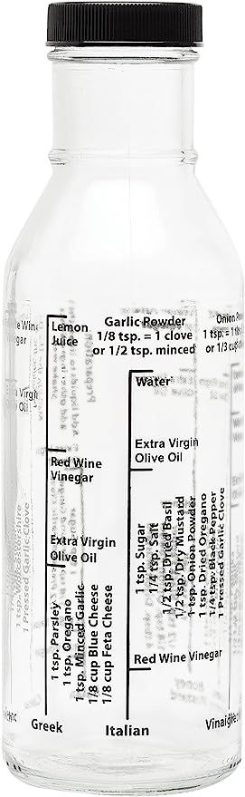 Kolder Salad Dressing Mixer Bottle for Light Recipes, Glass, 13-Ounce, Made in the USA, white | Amazon (US)