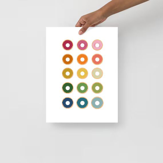 Kitchen Art: Colorful Donuts Art Print with White Background | Etsy (US)
