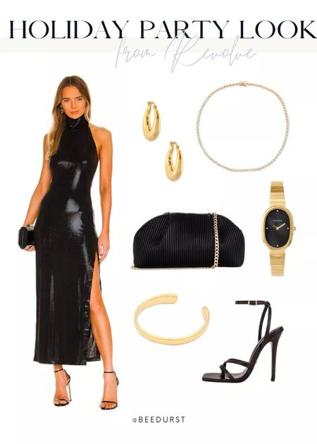 Holiday party look, holiday dress, holiday outfit, black dress, black formal dress, winter wedding guest outfit

#LTKwedding #LTKHoliday #LTKparties