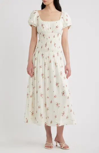 Riva Shirred Midi Dress | Nordstrom
