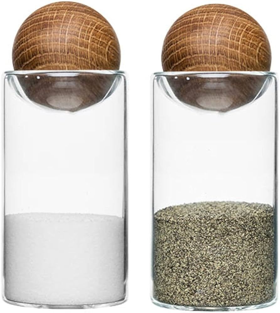 Sagaform Nature Collection Salt and Pepper Glass Salt & Pepper Shakers with Oak Stopper 4 1/2-Inc... | Amazon (US)
