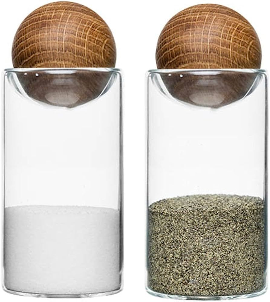 Sagaform Nature Collection Salt and Pepper Glass Salt & Pepper Shakers with Oak Stopper 4 1/2-Inc... | Amazon (US)