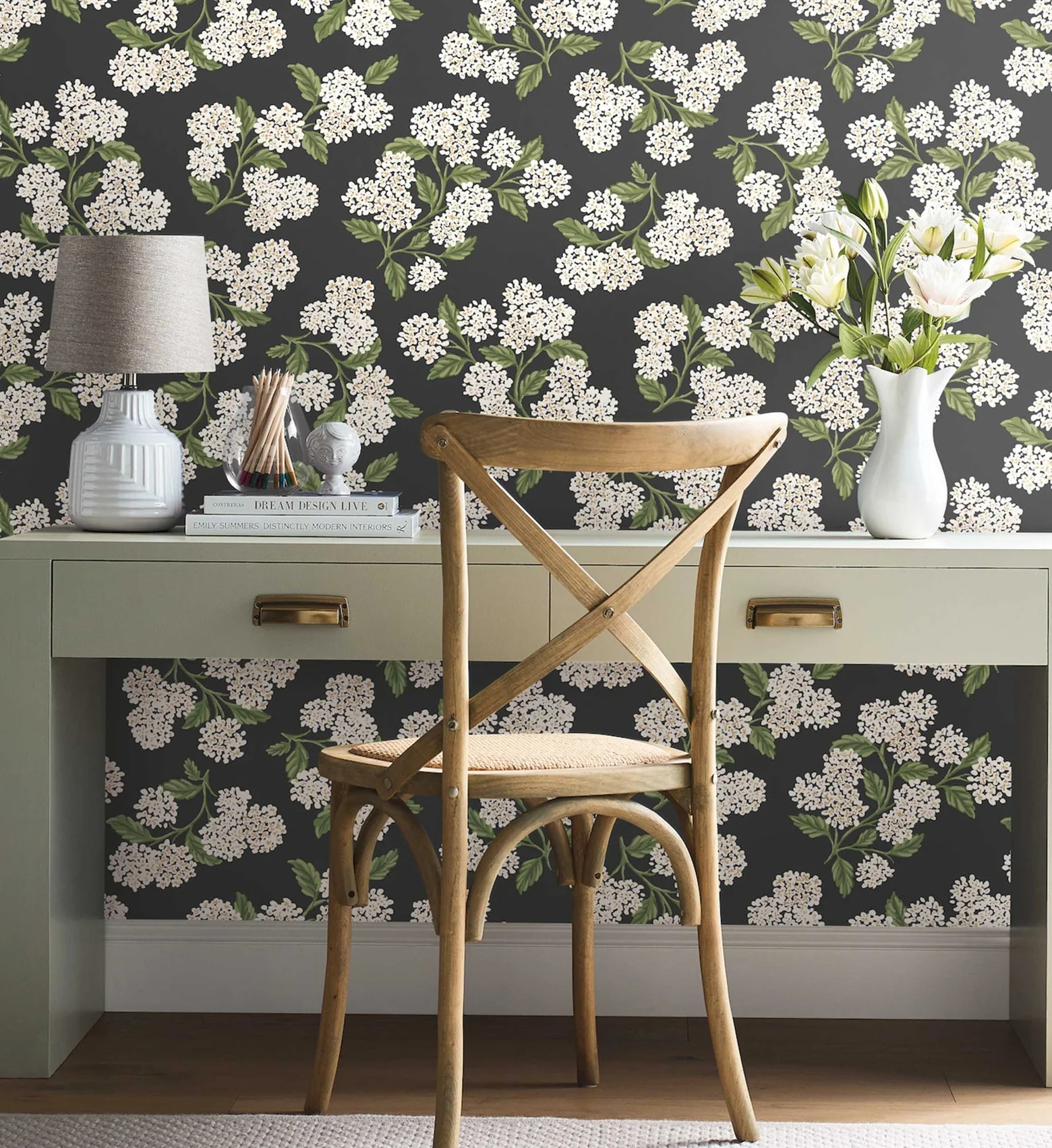Hydrangea Peel & Stick Wallpaper - Blue & White | Rifle Paper Co.