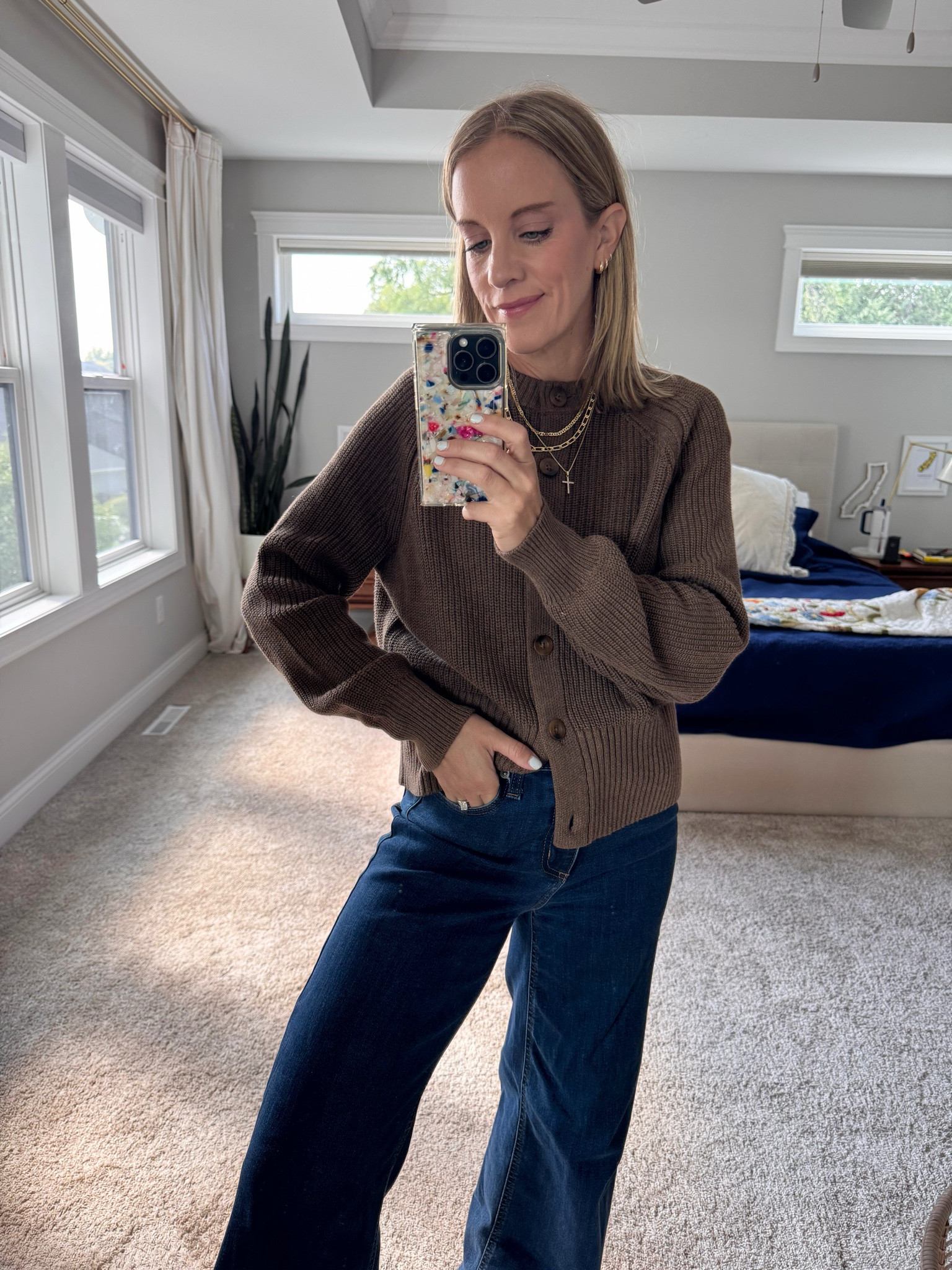 Wearing small in the sweater