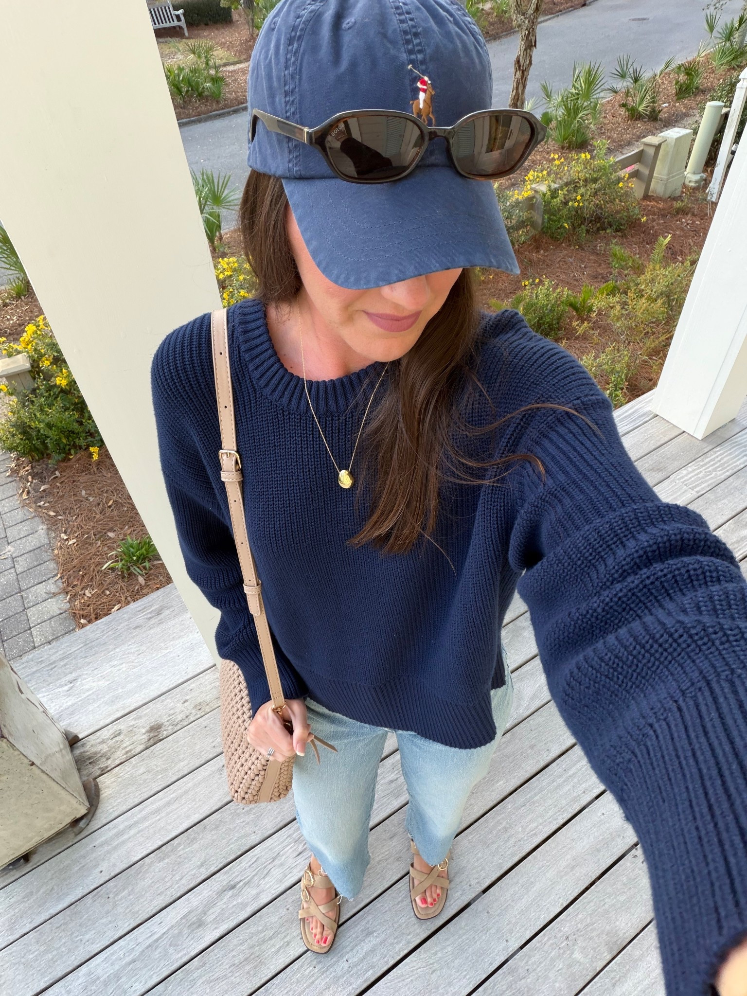 Casual classy style 

Sweater - medium 
Jeans - size 26 tall 