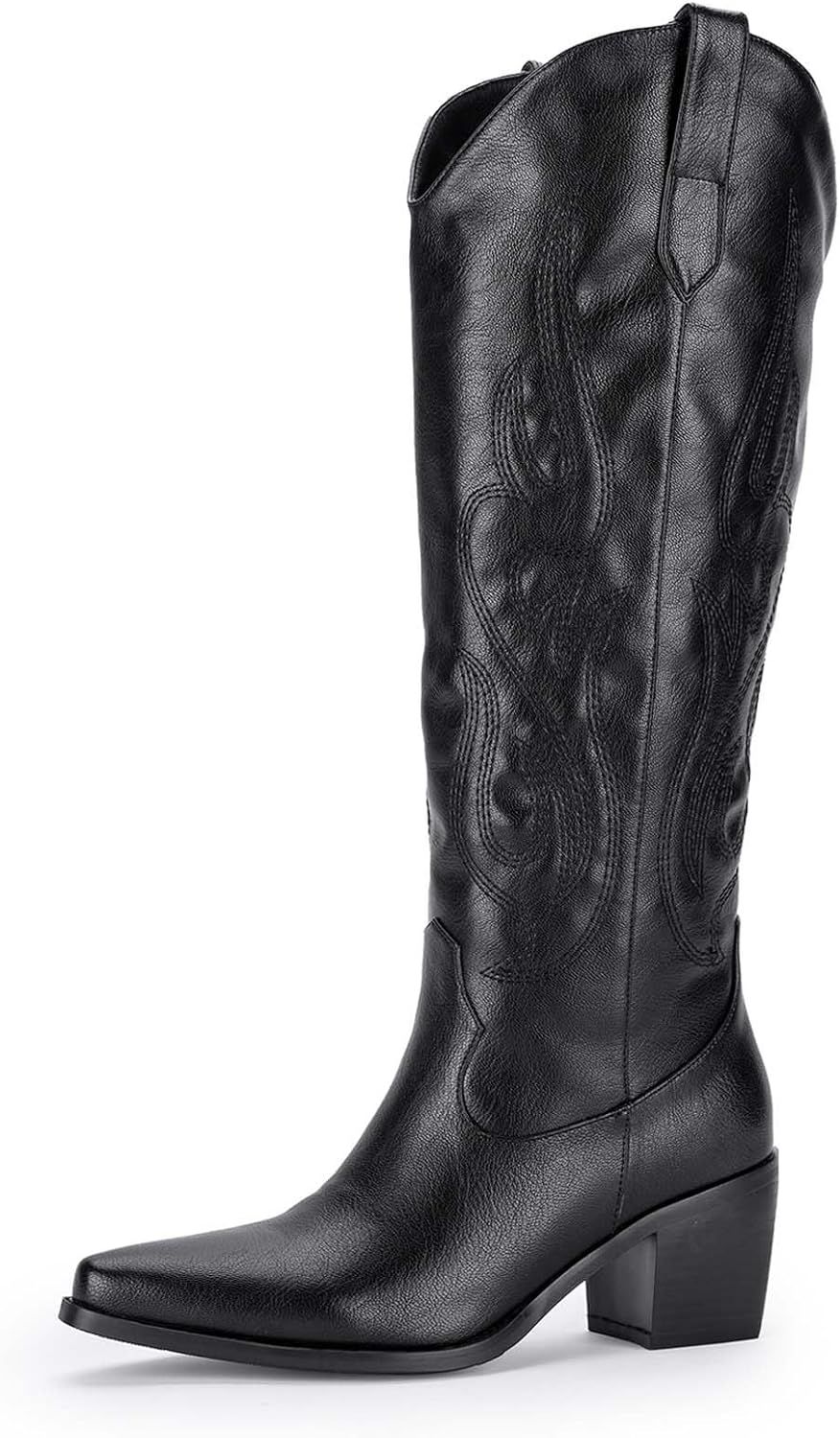Pasuot Cowboy Boots for Women - Black Knee High Cowgirl Western Boots with Western Embroidered, W... | Amazon (US)