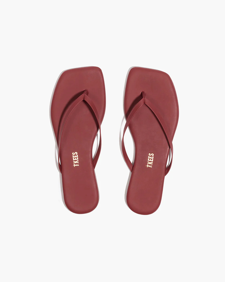 Square Toe Lily in Burgundy - our exclusive take on our most sought-after flip flop | TKEES