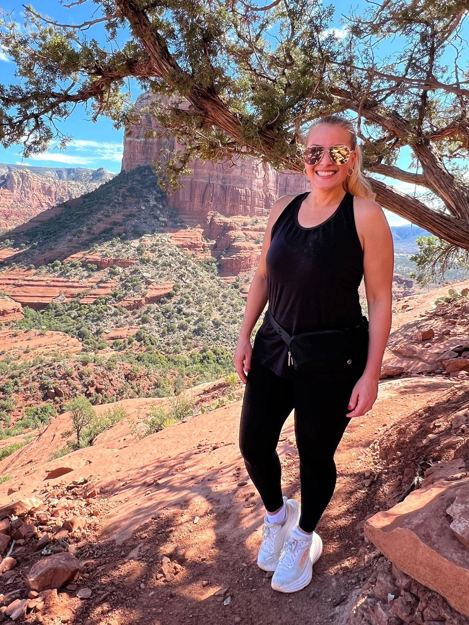 ✅Affordable and comfy hiking outfit for summer and fall!

⛰️SEDONA, ARIZONA: Another lovely day, another hike!

🙌🏼We hiked Bell Rock in Sedona, Arizona. We went to the easy side first and then made our way to the more challenging side with higher elevation. Max elevation is 4919 feet. It’s all the way up! 

Wearing a large in everything. Highly recommend!

⛰️HIKING OUTFIT: @amazonfashion
👟SNEAKERS: @hoka
😎SUNGLASSES: @quayaustralia

#athleisure #casualoutfitideas
#amazonfashion #amazon #amazonfinds #founditonamazon #amazonstyle #findyourquays #flyhumanfly #hoka #bellrock #sedona #sedonaarizona #sedonaescape #sedonahiking #visitarizona #hiking #hikingstyle #getoutside #TLPicks #street2beachstyle #LTK 

#LTKSeasonal #LTKOver40 #LTKSaleAlert #LTKTravel #LTKgrwm #LTKootd #LTKMidsize #LTKActive #LTKU #LTKfitnessgoals