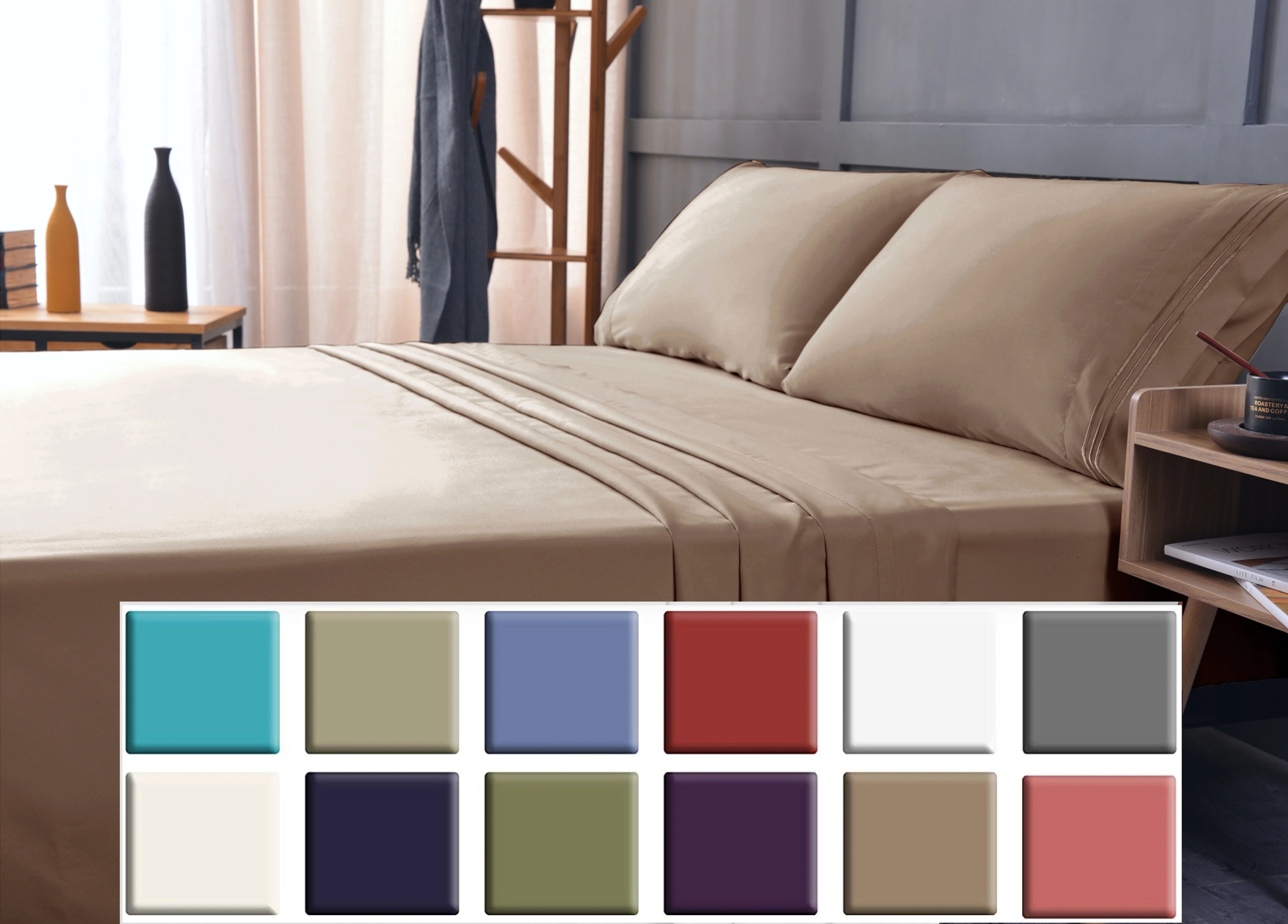 6 Piece Bamboo Sheets,Bamboo Sheet Set-Deep Pockets,Moisture Wicking, Softer Than Cotton-1 Fitted... | Walmart (US)