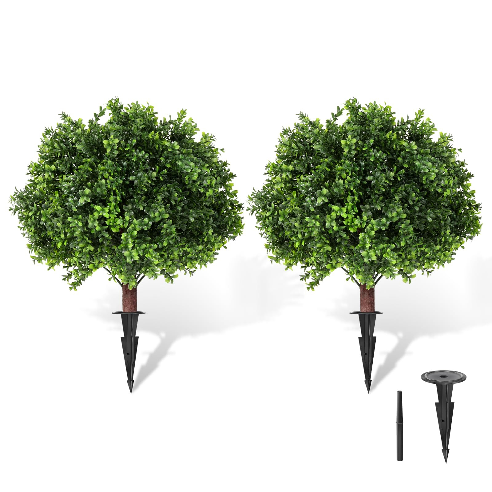 LadyRosian Artificial Boxwood Topiary Tree, 25 Inch 2 Set Outdoor Faux Boxwood Bush Plants,Indoor... | Amazon (US)
