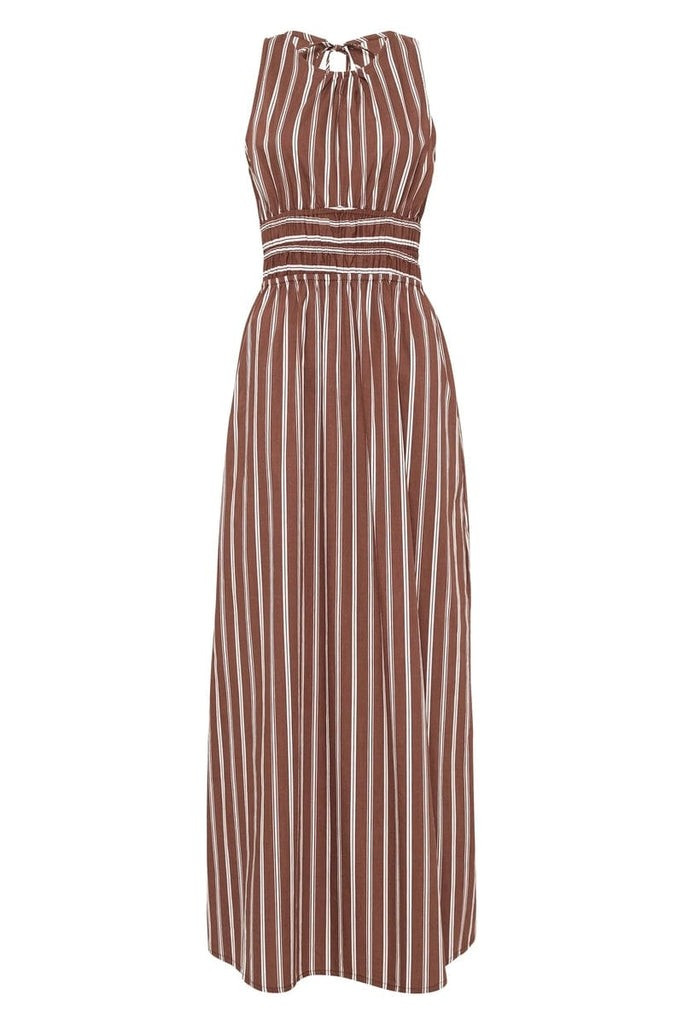 Jean Midi Dress Maya Stripe Print Cinnamon | Faithfull (AU)