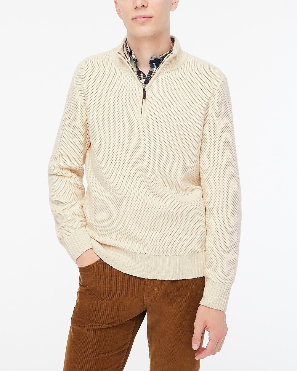 Cotton honeycomb knit half-zip | J.Crew Factory