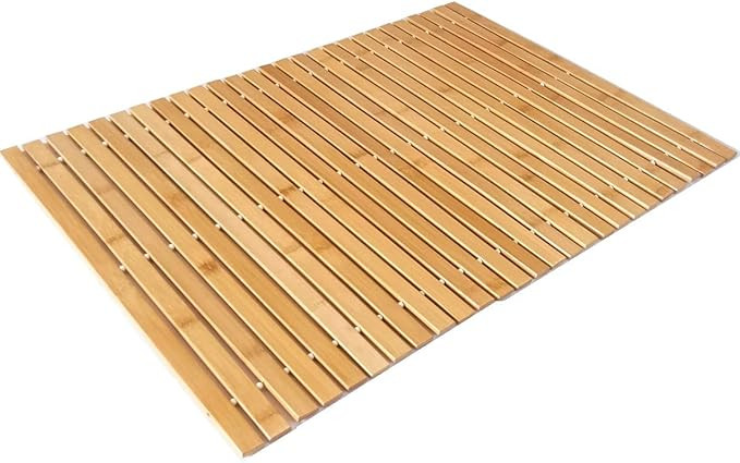 HJJKKH Bamboo Mat with 15.7X 23.6 inch,Nature Non Slip and Foldable Floor Shower Bath Mat for Bat... | Amazon (US)