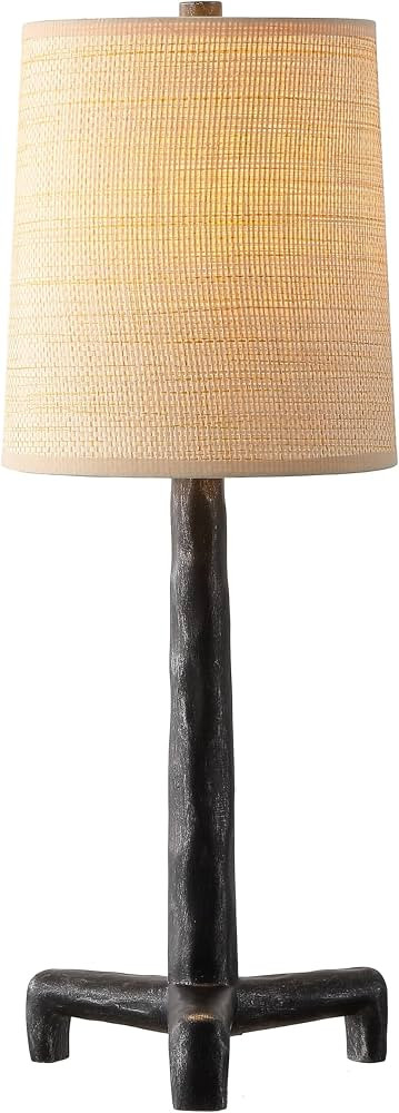 SAFAVIEH Lighting - Soline 24-Inch Table Lamp - Black Iron & Natural Shade - Ideal for Living Roo... | Amazon (US)
