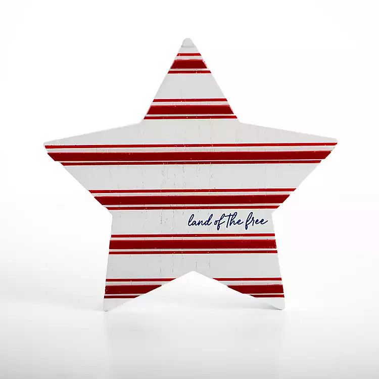 New! Striped Land of the Free Wooden Star | Kirkland's Home