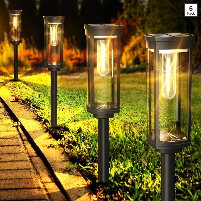 COXSENI Solar Pathway Lights Outdoor 6 Pack, Bright Solar Path Lights Outside Waterproof, Walkway... | Amazon (US)
