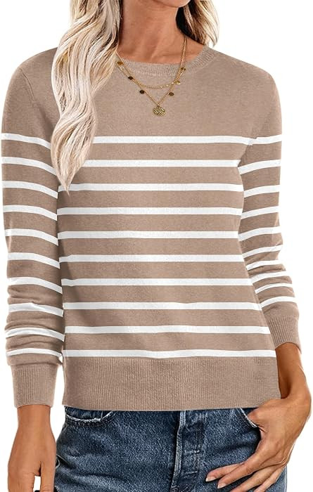 ANRABESS Sweaters for Women Long Sleeve Lightweight Fall Outfits     Crewneck Soft Basic Knit Pul... | Amazon (US)