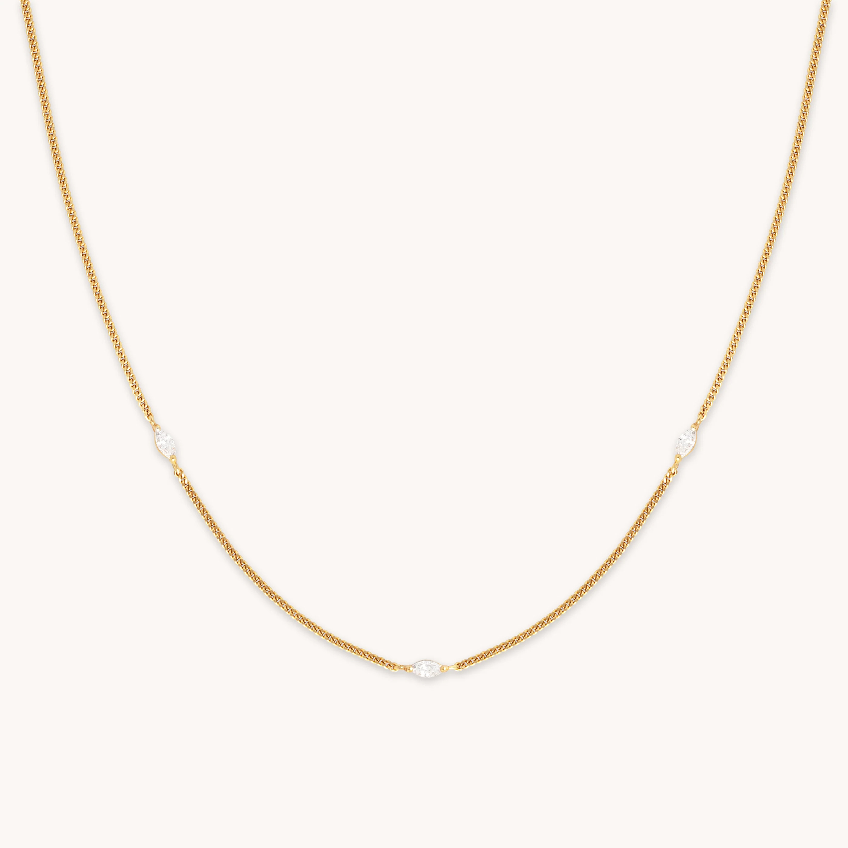 Navette Crystal Gold Chain Necklace | Astrid & Miyu Necklaces | Astrid and Miyu