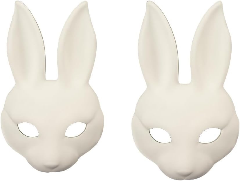Anbaby 2 Pcs White DIY Bunny Mask Perfect for Costume Party or Festive Events Accessory | Amazon (US)