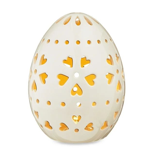 Easter White Ceramic Egg LED Decor, 6 in, by Way To Celebrate | Walmart (US)