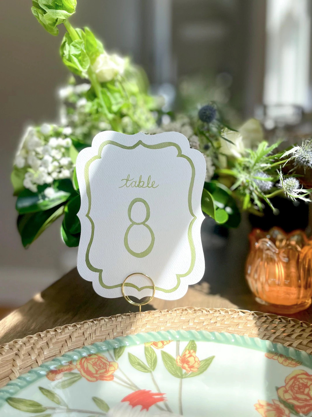 Green Watercolor Table Numbers |  Antique Die Cut Print | Etsy (Global)