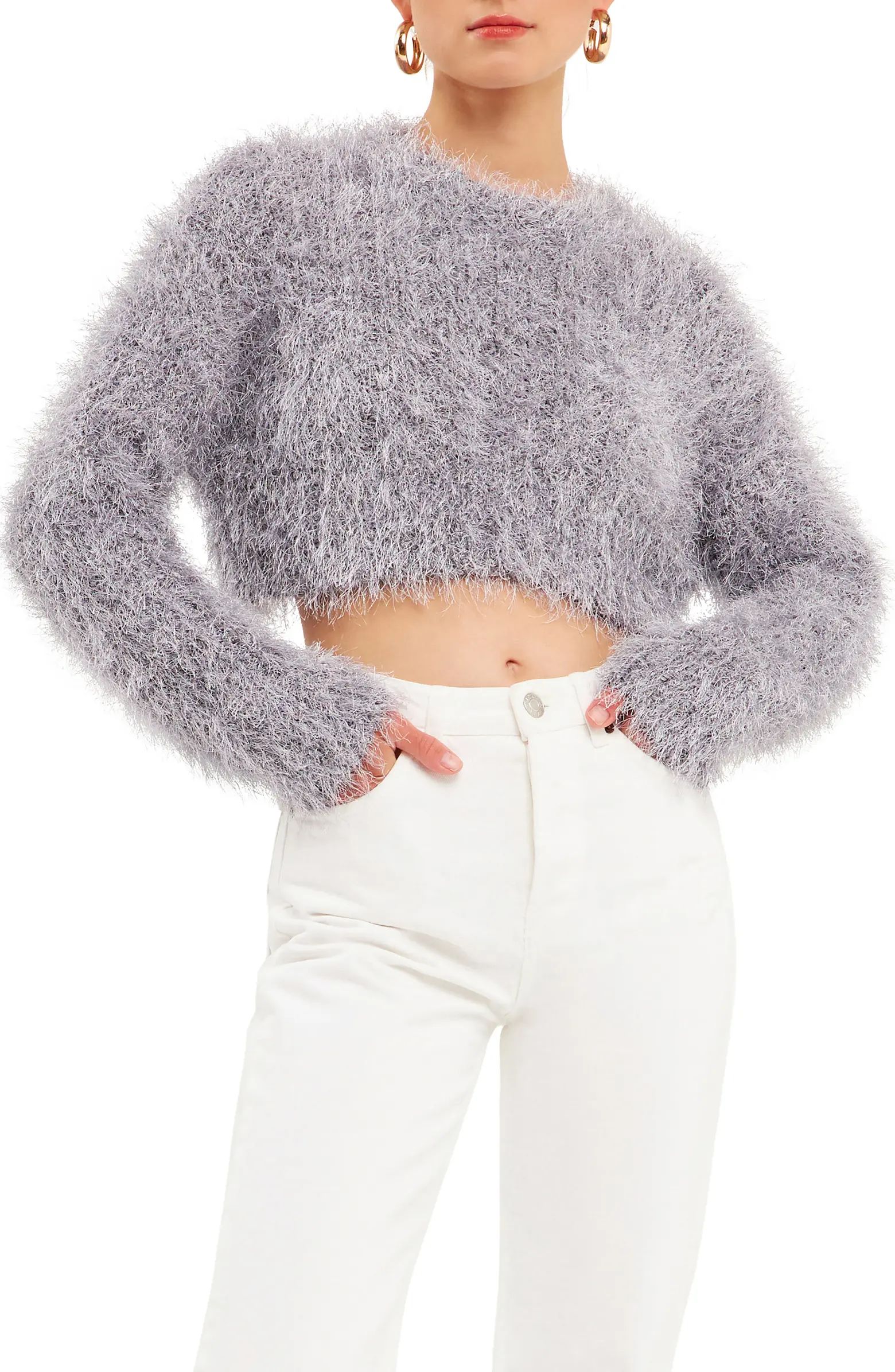 Endless Rose Feathered Crop Sweater | Nordstrom | Nordstrom