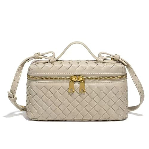 Women's Woven Evening Clutch, Small Square Crossbody Bag, New Shoulder Handbag Crossbody Bag Pure Handmade Woven (creamy white) | Amazon (US)