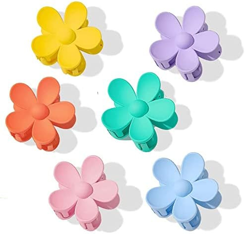 6 Pcs Flower Claw Clips Flower Hair Clips for Women Girls Thick Hair Matte Big Hair Claw Clips No... | Amazon (US)