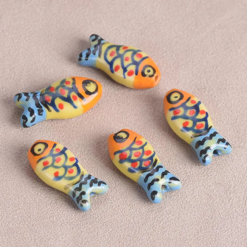 5pcs Hand Painted Fish Shape 21x10mm Handmade Ceramic Beads for Jewelry Making DIY Earring Crafts... | Etsy (Global)