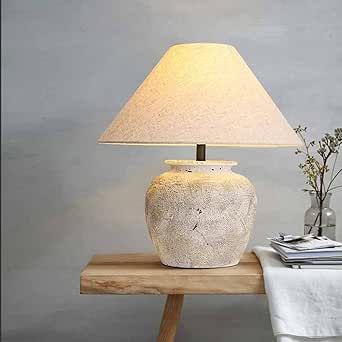 HATUO Rustic Farmhouse Crock Pot Table Lamp Handmade Creative Ceramic Table Lamp Southwest White ... | Amazon (US)