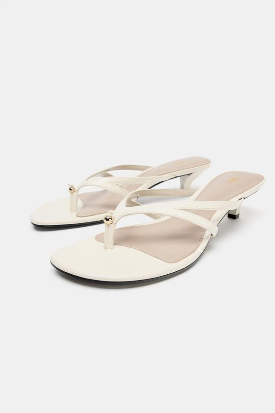 LEATHER SANDALS WITH DETAIL | Zara US