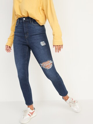 Higher High-Waisted Rockstar 360&#176 Stretch Super Skinny Ripped Jeans for Women | Old Navy (US)