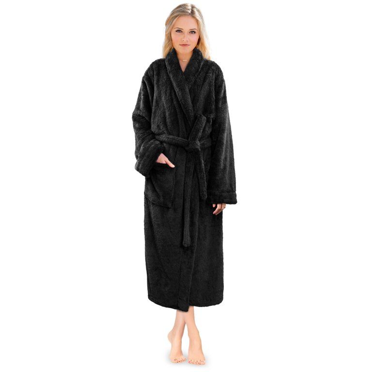 PAVILIA Premium Womens Plush Soft Robe Fluffy, Warm, Fleece Sherpa Shaggy Bathrobe (L/XL, Black) ... | Walmart (US)