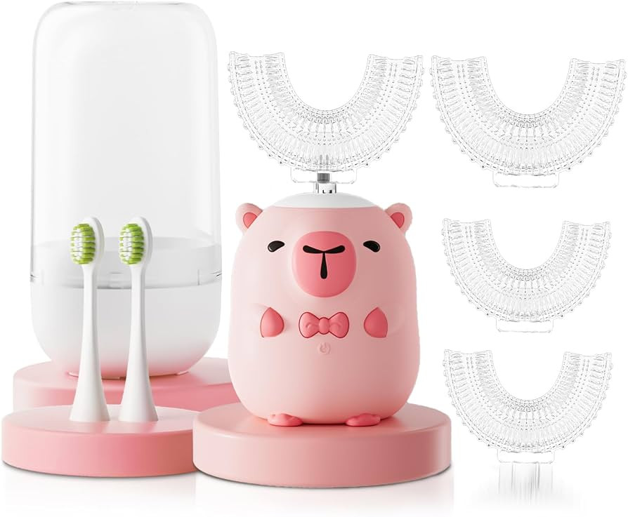 Kids Electric Toothbrush U Shaped - Cartoon Capybara with 6 Brush Heads Full Mouth Degree Cleanin... | Amazon (US)