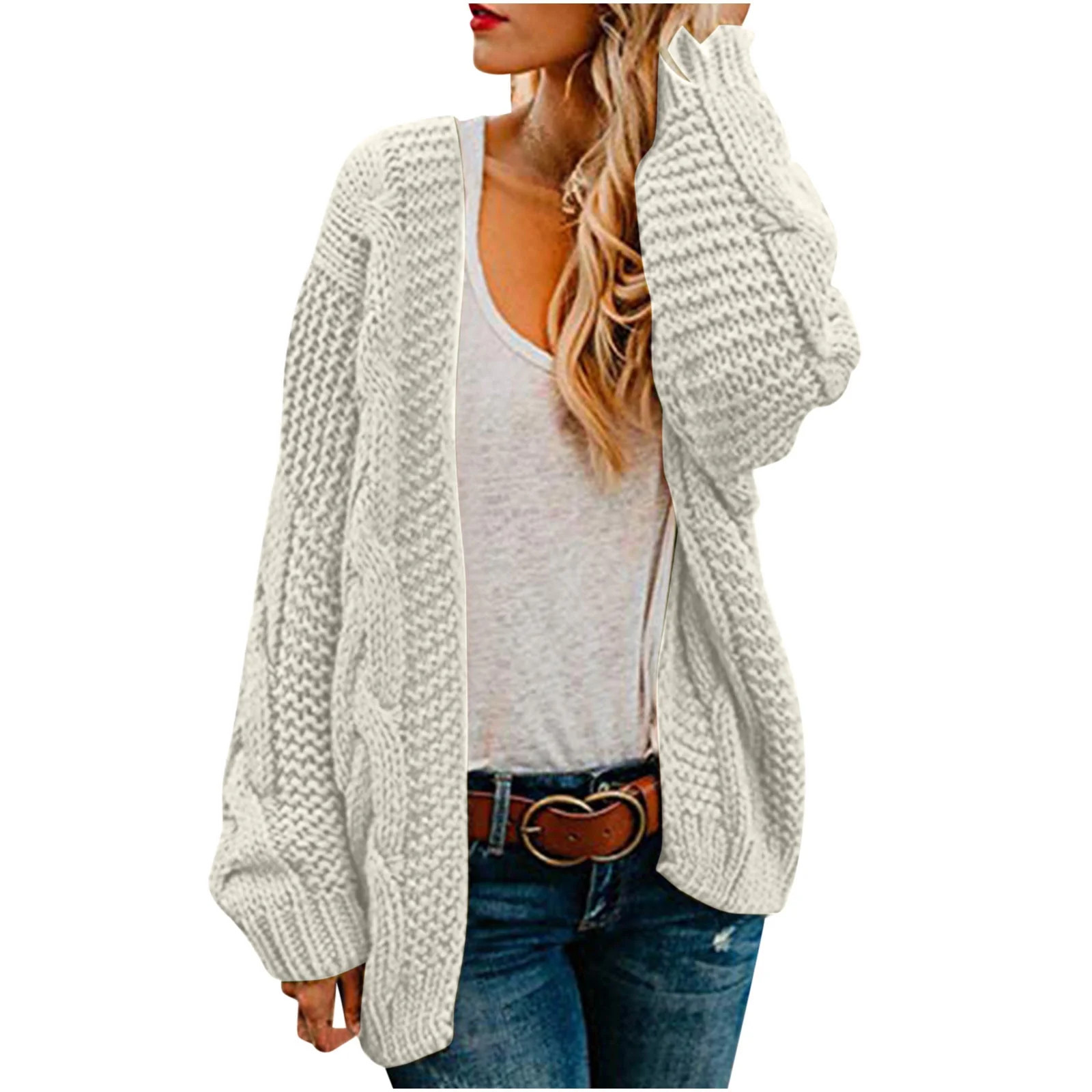 Styesk Cardigan for Women Women's Cardigan Color Coarse Knit Loose Oversized Knitwear | Walmart (CA)