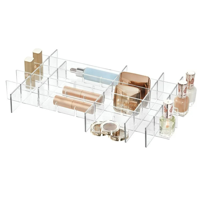 iDesign Clear Clarity BPA-Free Plastic In-Drawer Organizers with 9 Dividers, 16" L x 9.2" W x 2" ... | Walmart (US)